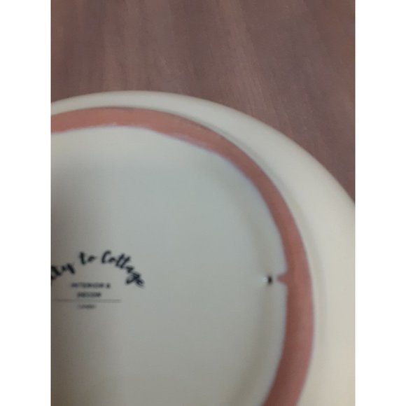 Lavender Pattern Purple & Cream Handmade Hand Painted Ceramic Salad Pasta Fruit - Picture 9 of 9